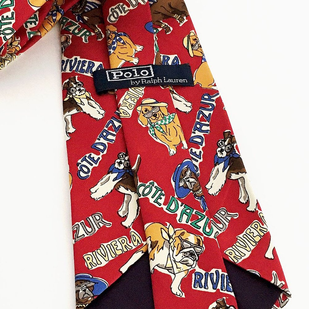 Polo By Ralph Lauren Dog Print Mens Tie - Picture 2 of 5